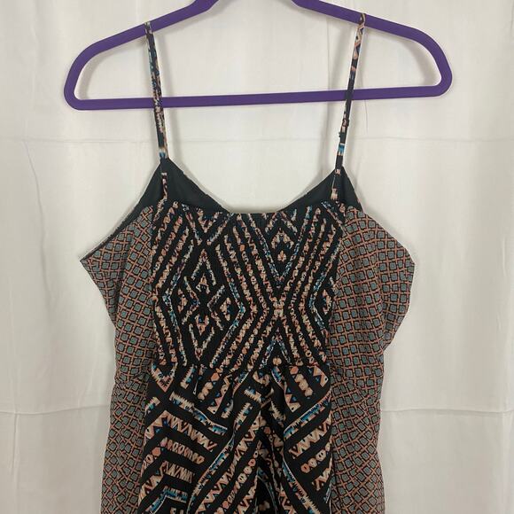 Xhilaration XXL Boho Geometric Print Spaghetti Strap Mini Dress Black Tan Blue - Picture 6 of 9